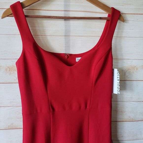 Dress The Population Sammie Fit Flare  Sweetheart Sleeveless Stretch Crepe Dress - Picture 6 of 15